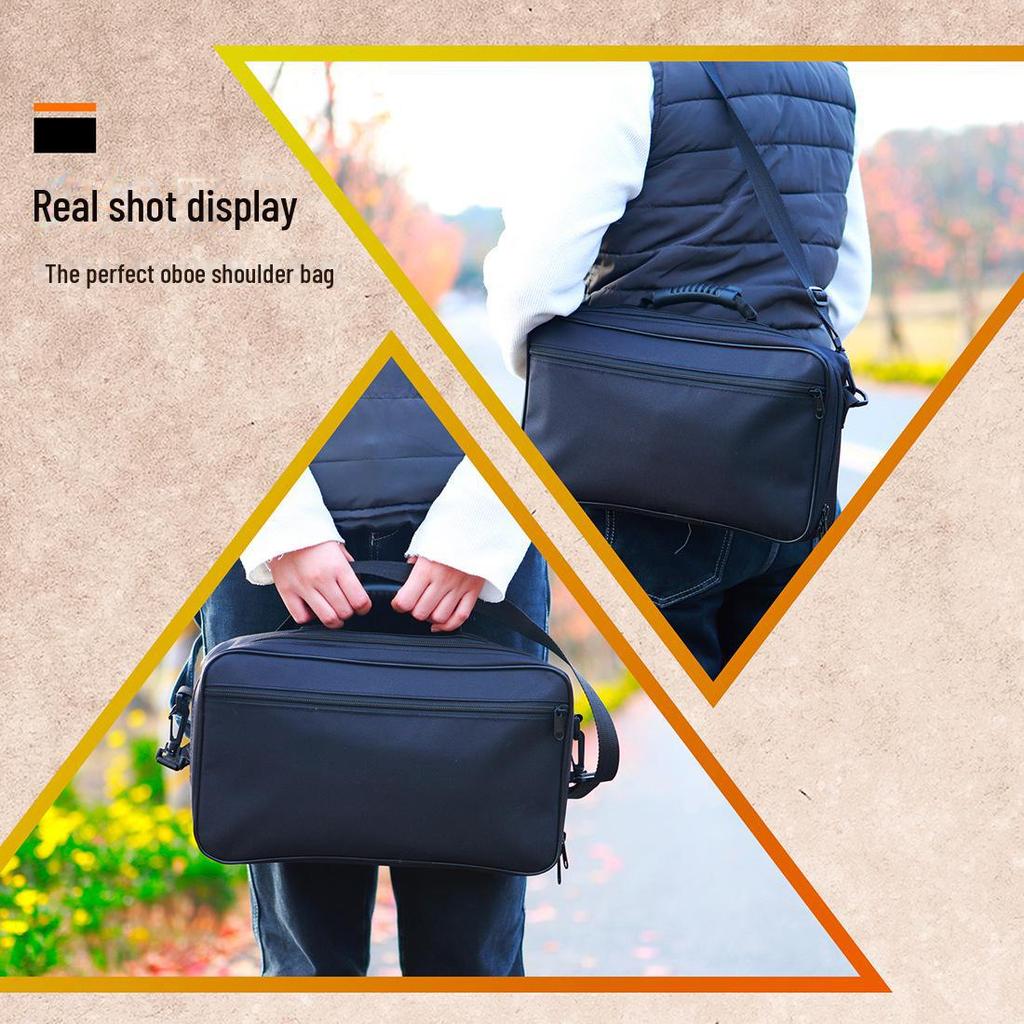 Schwarze wasserdichte Oxford-Umhängetasche und Handtasche für Oboe – tragbarer Instrumentenkoffer