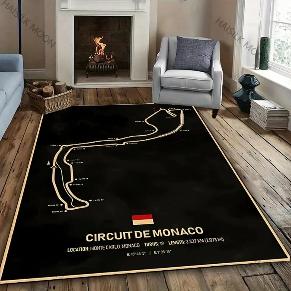 Track Circuit Printed Carpet for Room Sofa Formula 1 Motorsport Theme Decor Mat Racing Lover Rug Bedroom Decor Home Carpet