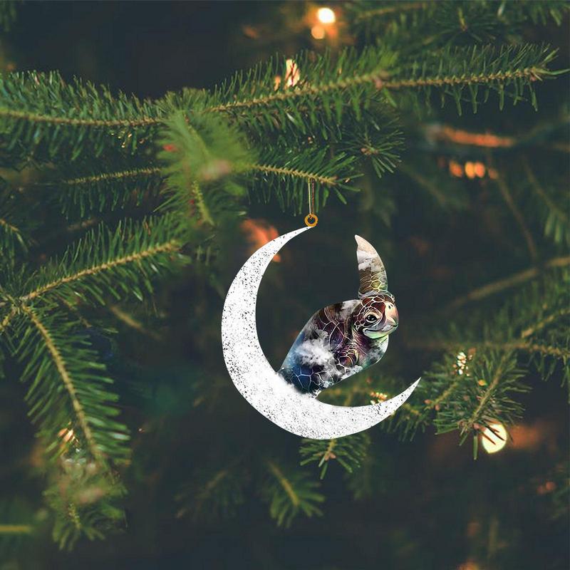 Christmas Tree Decorations Animal Hanging Ornament Sitting On The Moon Animal Pendants Car Rearview Mirror Hanging Ornaments