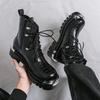 Men’s Retro Thick Sole Platform Punk Boots Elevator Street Style Big Head Motorcycle Boots High Boots Plus Size
