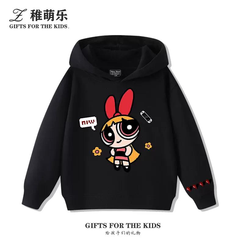 Cute Cartoon Girl Print Kids' Hooded Sweatshirt – Soft, Loose-Fit Pullover for Autumn & Winter – Warm, Casual Top for Boys and Girls