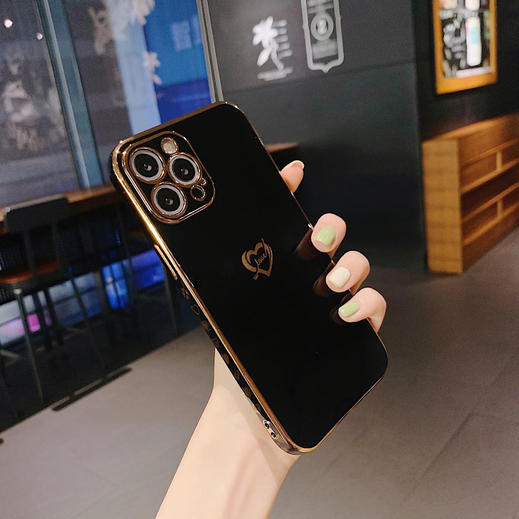 Candy color 6D electroplating side love for iPhone17ProMax Apple 16 fine hole silicone 15 mobile phone case