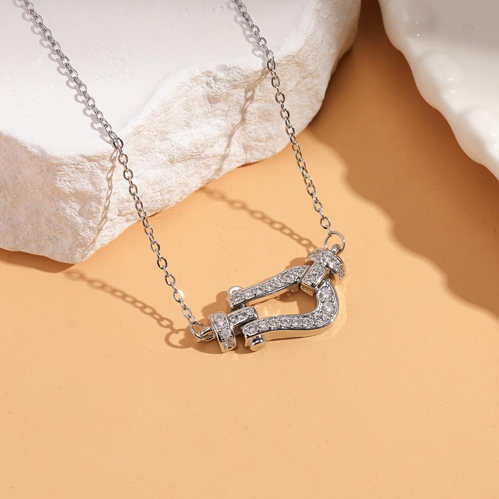 Women's Silver Titanium Steel Necklace with Micro-Inlaid Zircon - Elegant, Durable Clavicle Chain Jewelry