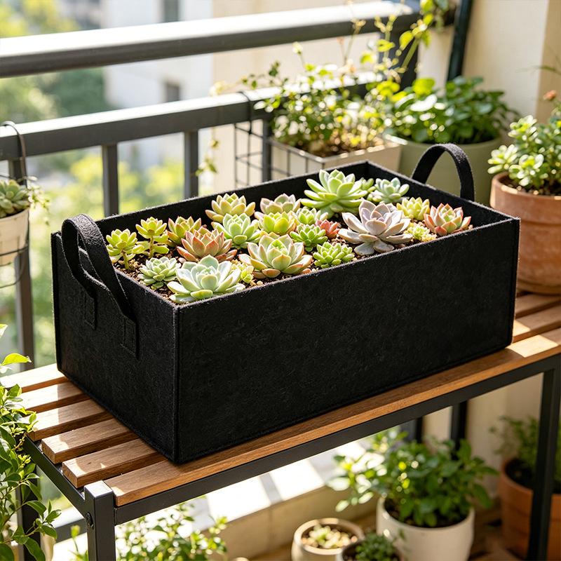 Rectangular Plant Grow Bag With Handles Non Woven Fabric Pot for Home Gardening