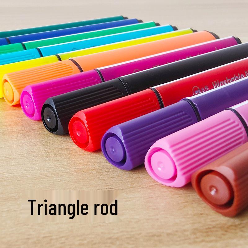 18-Color Triangular Grip Markers for Kids - Ideal for School, Art, DIY, Journals