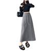 New 2025 Slimming Black High-Waisted A-Line Midi Skirt for Women - Early Autumn Versatile, Lazy Style