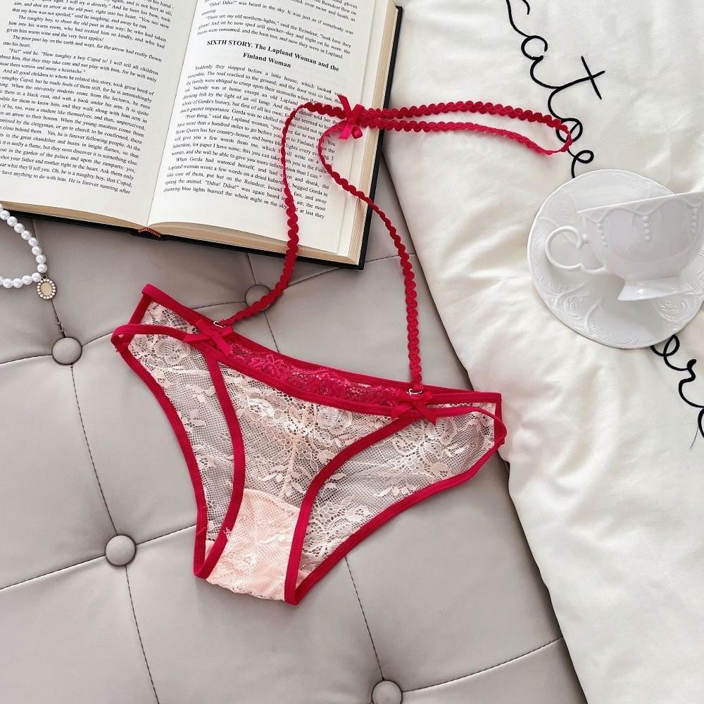 Pendant Chain Underwear for Women Hanging Neck Lace Underpants Breathable Lace Panties  Women