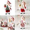 Cute Santa Claus Ornament With Musical Instruments Christmas Decoration Props For Holiday Decor And Window Display