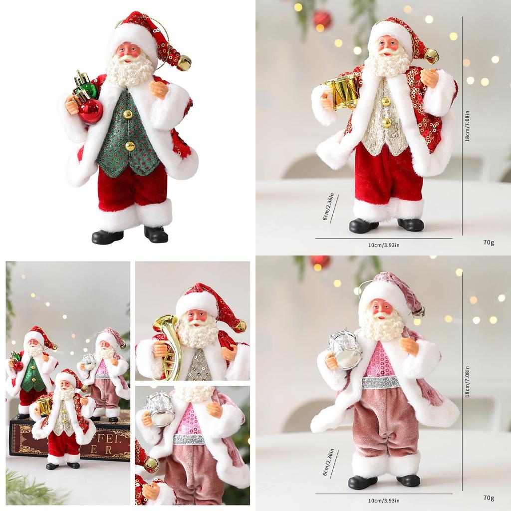 Cute Santa Claus Ornament With Musical Instruments Christmas Decoration Props For Holiday Decor And Window Display