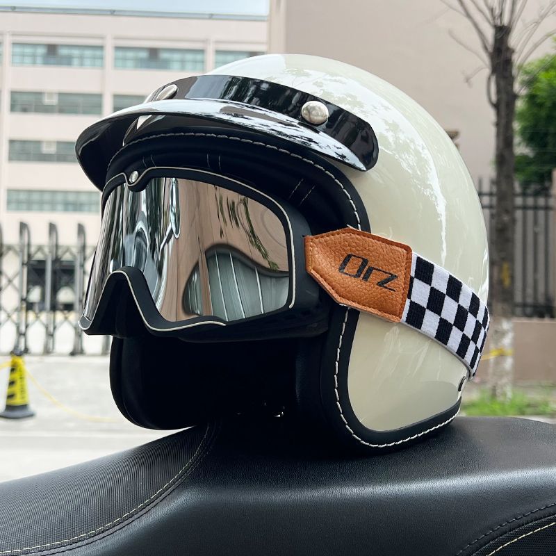 Retro Motorcycle Helmet Men's and Women's Electric Vehicle Scooter 3/4 Half Helmet
