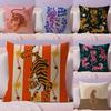 Animal Style Tiger Fashion Cushion Cover Natural Linen Pillow Case DoubleSided Print Decorative Sofa Pillowcase Home Decor Gift