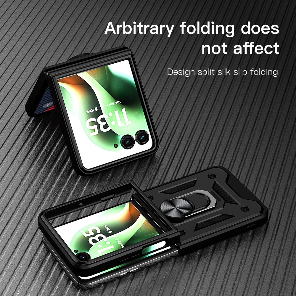 KEYSION Stoßfeste Panzerhülle für Motorola Razr 60 Ultra 5G Metallring-Ständer Handy-Rückseite für MOTO Razr Ultra 2025 Razr+2025