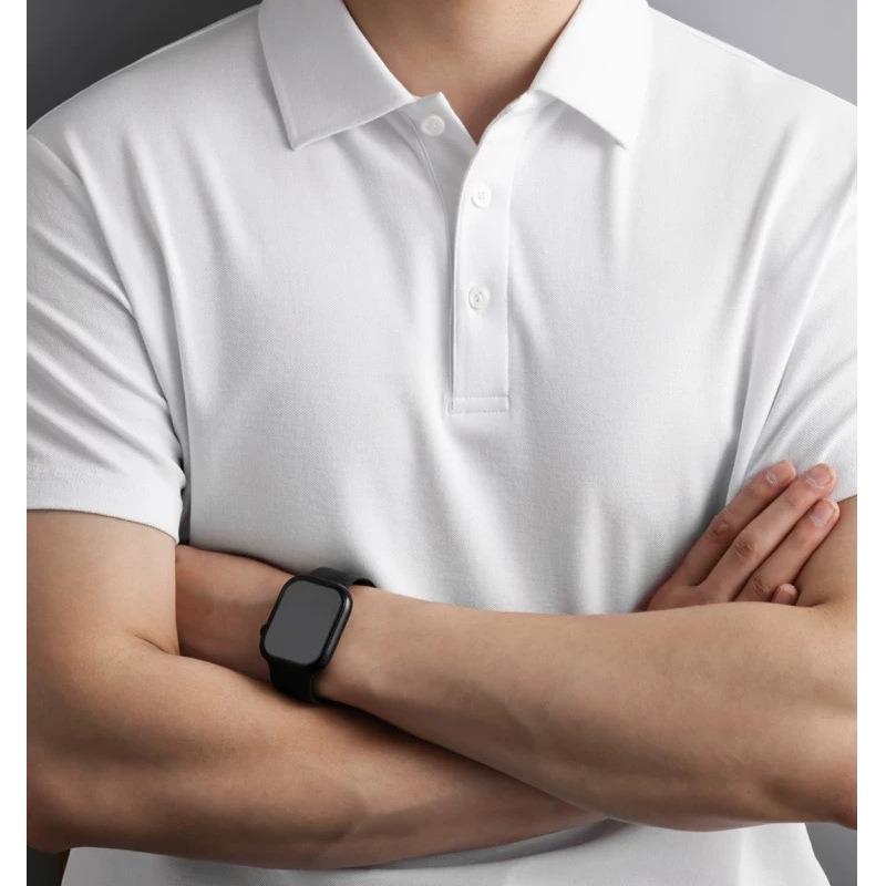 

Men Short Sleeve Solid Color Collar Casual Button Polo Shirt Tops M белый