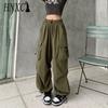 Pantaloni Cargo Hip Hop da Donna HNXC Larghi Monocolore Vita Elastica Pantaloni Larghi Traspiranti Pantaloni Femminili