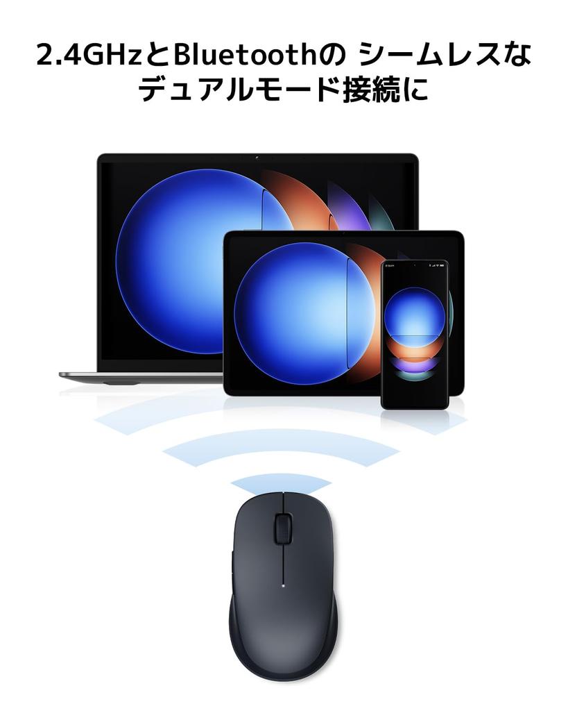 Xiaomi Dual Mode Wireless Mouse 2 White and Bluetooth Dual Mode Connection Quiet 1200 DPI High Precision Sensor Symmetrical Lightweight 62g Seamless