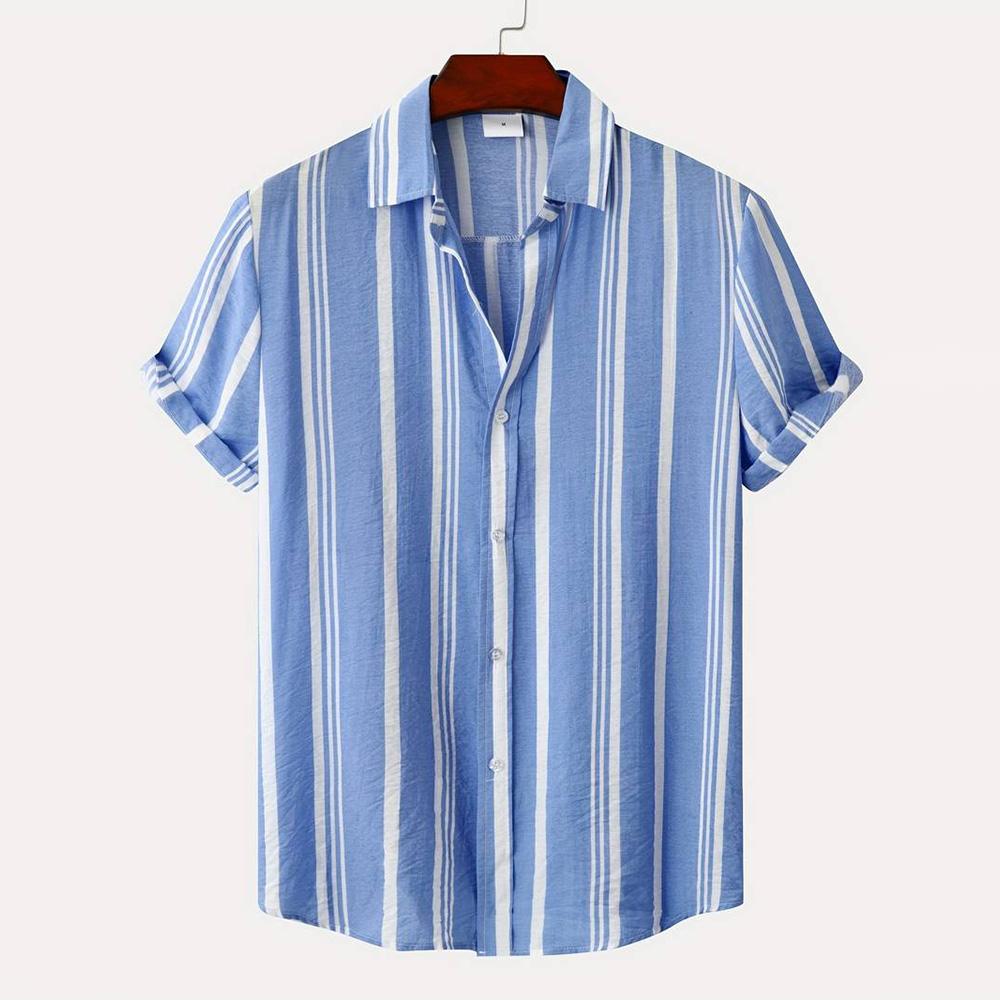 2026 Hawaii Camicia a Maniche Corte a Righe da Uomo Top Casual da Ufficio da Uomo T-shirt Oversize Camicia Bottoni Estiva da Uomo 5XL