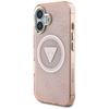 Guess Iml Metal Glitter 4G Circle Triangle Case for iPhone 16 Pink