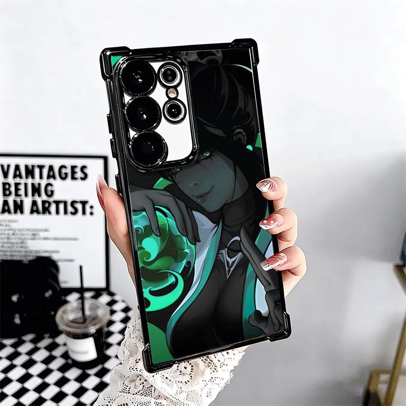 V-Valorant Game Black Cool Soft Phone Case For Samsung Galaxy S26 Ultra S25 Edge S24 FE S23 Plus S22 S21 + S20 Plating Anti-Fall