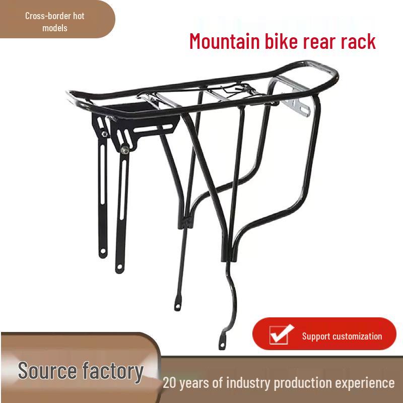 Mountain Bike Rear Cargo Rack, Thickened Steel Tube, Universal Rear Seat Tail Frame nero