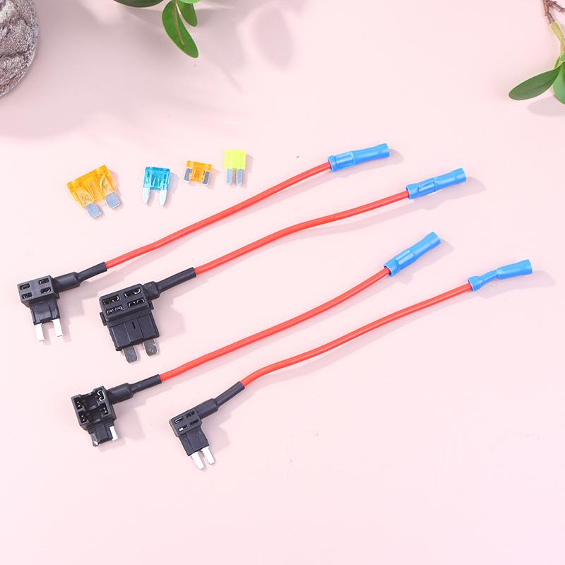 12 Stück 4 Arten von 12V Zusatzschaltkreisadaptern und Sicherungssatz - Abzweig-KFZ-Sicherungshalter mit Micro2 Mini ATC ATS Thin Abzweigadapter