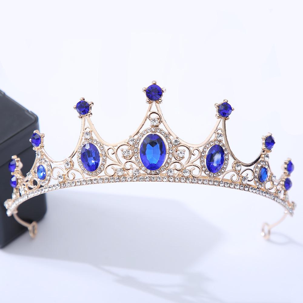 DIEZI Luxury Elegant Purple Rose Red Crystal Crown Hair Accessories Tiara Women Party Rhinestone Bridal Crown New Hair Jewelry