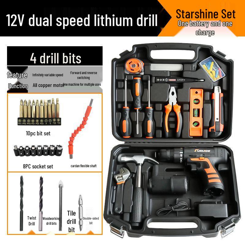 Fureide Electric Drill Set: Multi-Function Hand Toolkit for Woodworking & Repairs