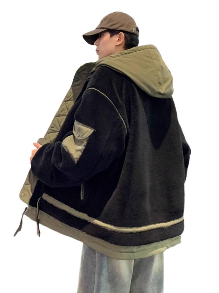 Men's Lambswool Cotton Winter Coat: Plus Velvet, Thickened, Plus Size, Youth Workwear Fleece Outerwear