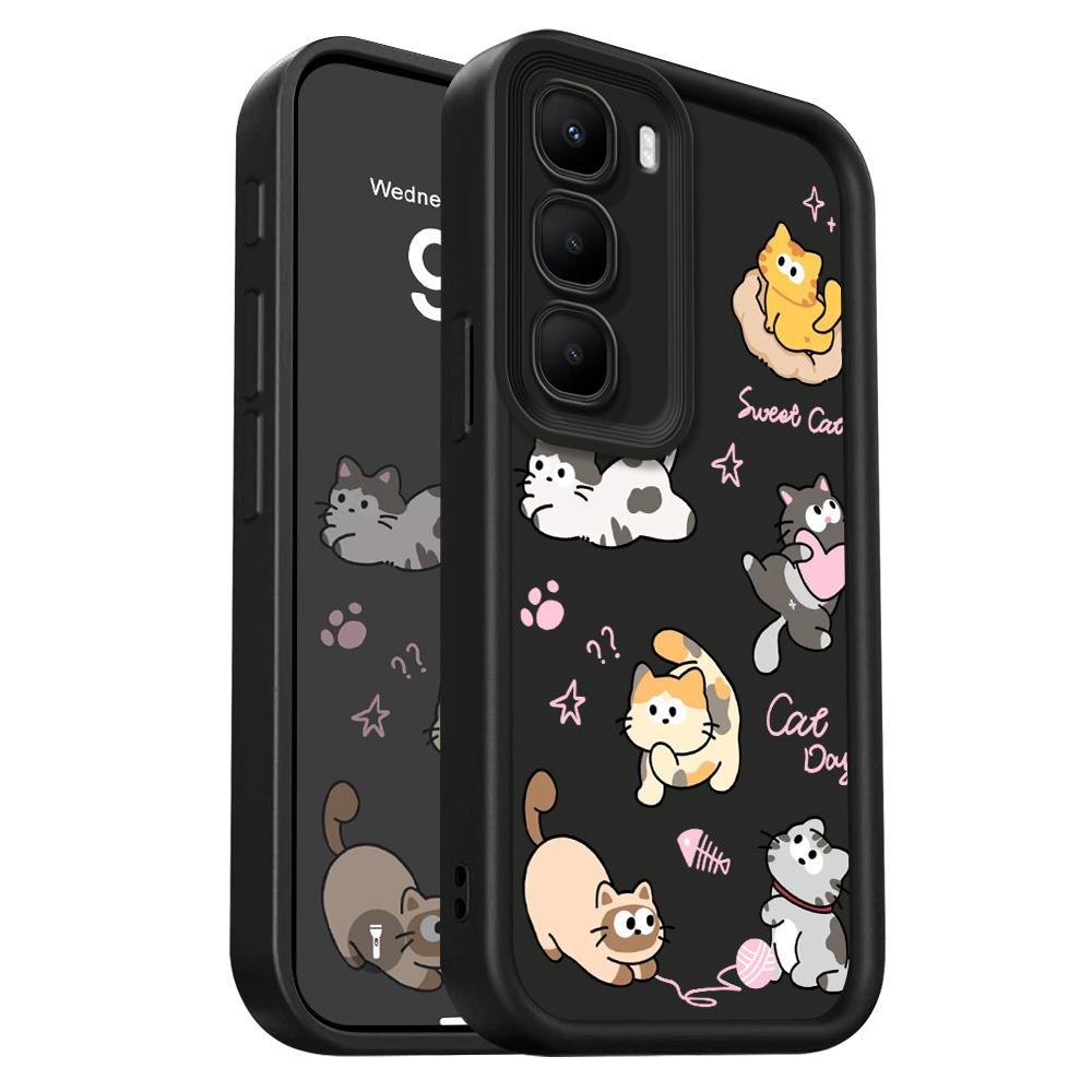Playing Cute Cat Phone Case For Infinix Hot 60 60I 50 40 40I 30 30I 20 Pro Plus Play 4G 5G Staircase Soft Cover