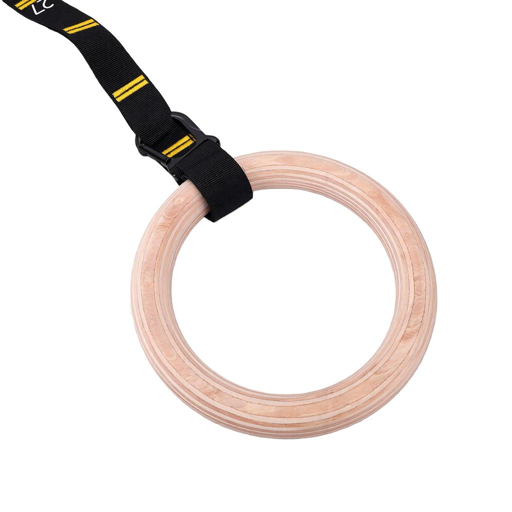 Anelli da Ginnastica Regolabili a Doppio Strato con Cinghie Numerate Anelli in Legno per Trazioni per Palestra Domestica Anello in Legno da 32 mm + Giallo da 38 mm