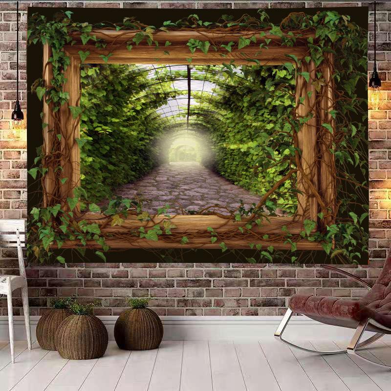 Christmas Tree Tapestry Christmas Gift Fireplace Snowflakes Santa Claus Winter Farmhouse Decoration Kitchen Wall Blanket