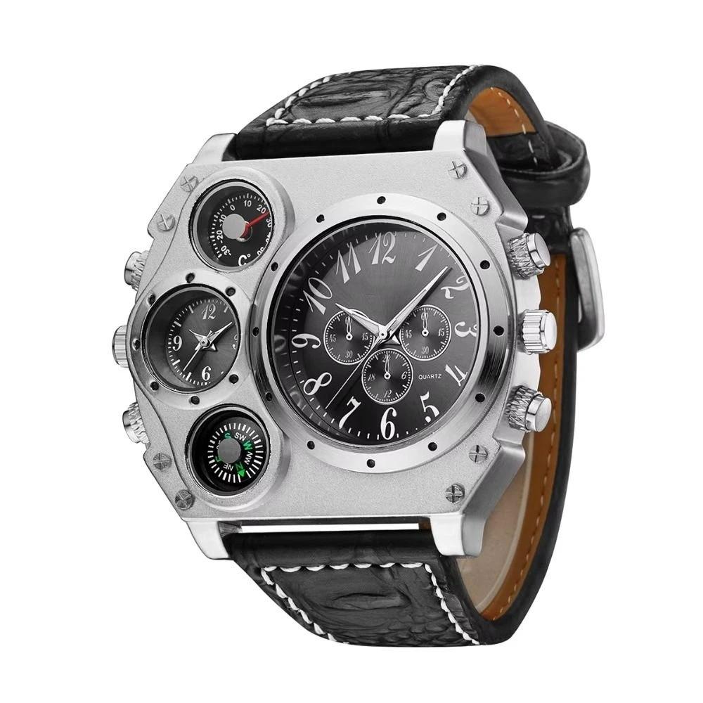Large Dial Big Face Watches Leather Strap Men's Watch Top Brand Quartz Watch  Luxury Style