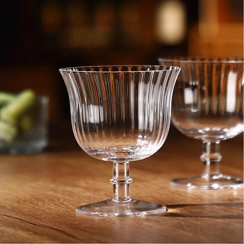 Vertical Striped Glass Cup Creative Cocktail Glasses Cups Wavy Martini Cups Drink Special Glasses Cup Bar Kitchen Accessories