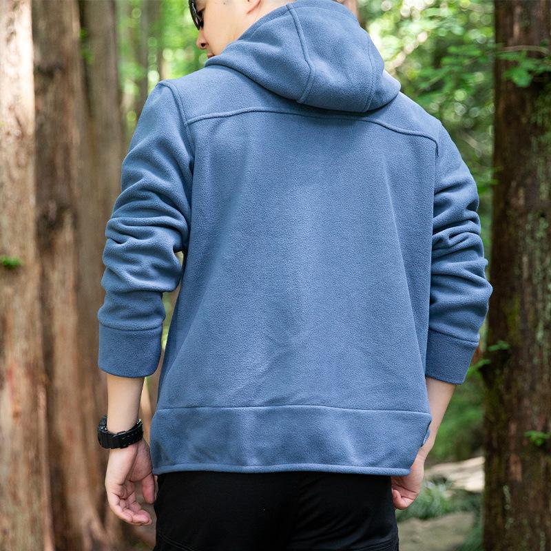 Vêtements polaires d'extérieur printemps et automne pour hommes, cardigan à capuche de printemps, veste polaire pour jeunes et d'âge moyen, vêtements pour hommes tendance