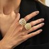 KunJoe 2 stuks/set Trendy Geometrische Verstelbare Open Ringen voor Vrouwen Vintage Onregelmatige Vierkante Dikke Knokkelring Bruiloft Sieraden