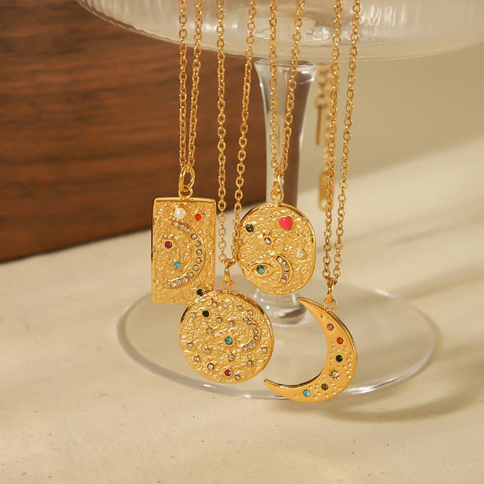 European and American Fashion Trends, Charm, Sun, Moon, Stars, Stainless Steel Necklace