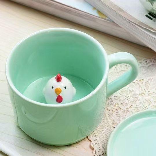 3D Cat Ceramic Mug with Animal Inside, Dog Figurine, Coffee Cup, Tea Milk Cups, Funny Cartoon Animal, Unique Birthday Gift