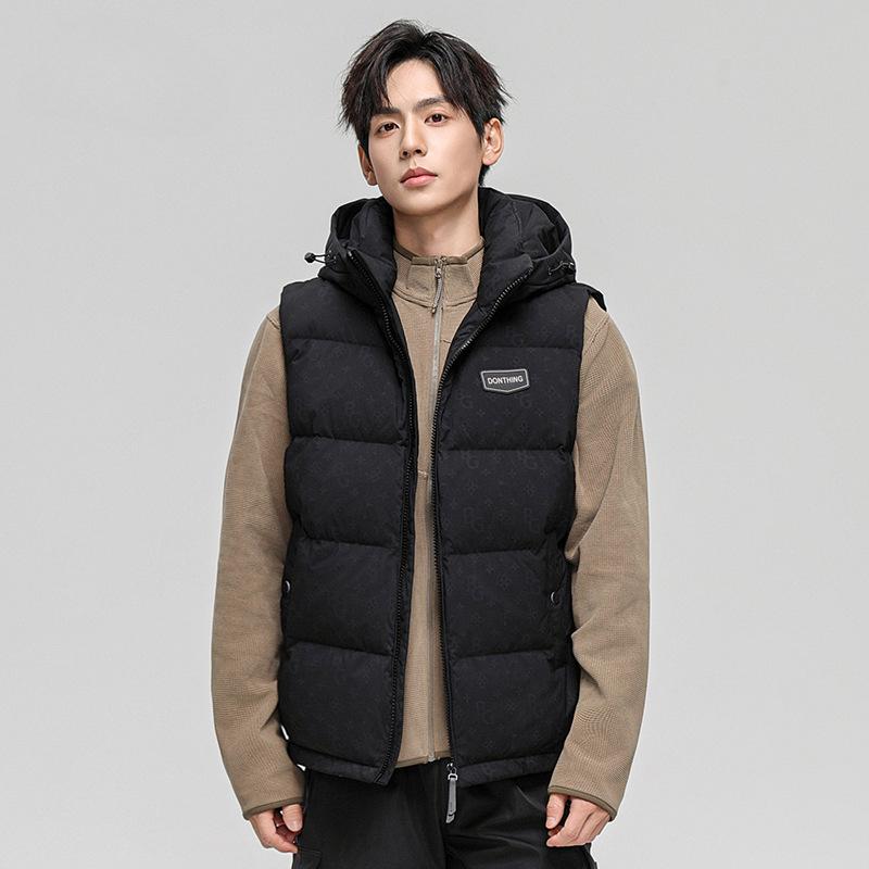 Versatile Hooded Down Vest Men's Autumn and Winter Outdoor Thermal Vest Outer Wear