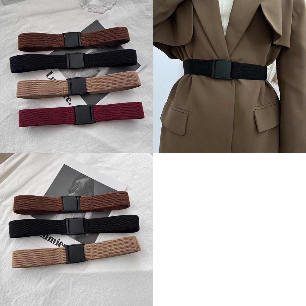Elastic Versatile Waist Belt For Women Featuring Stylish Plastic Fastener In Elegant Black