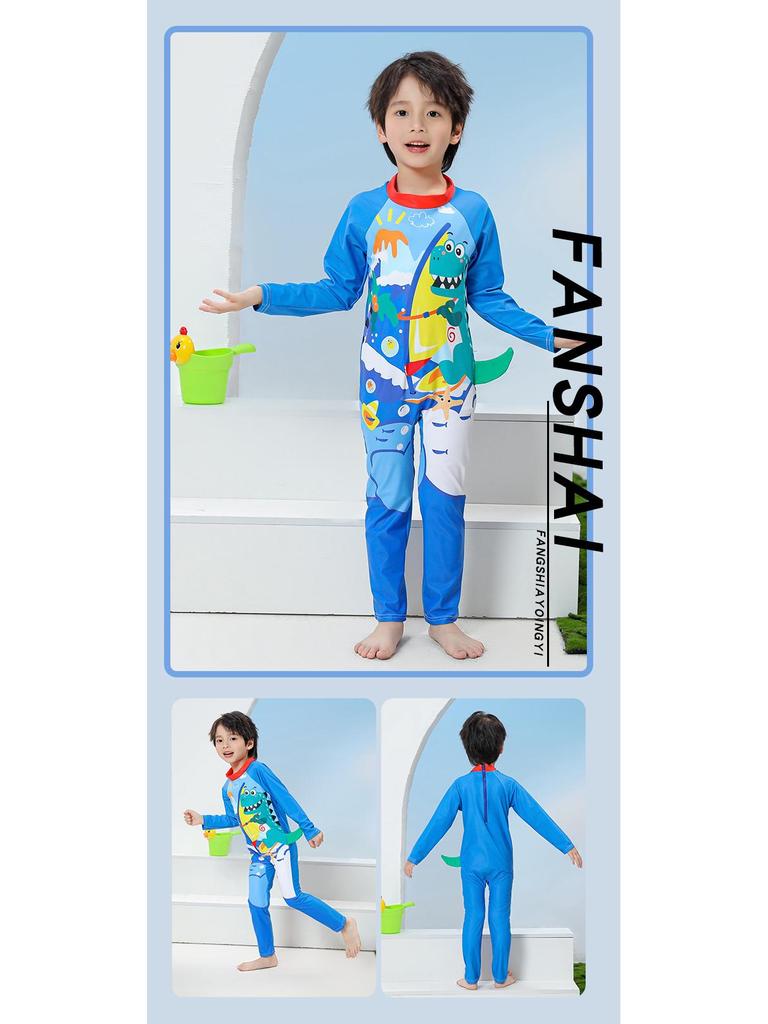 Children's Long Sleeve Sun Protection Quick-Drying Swimsuit Set for Boys