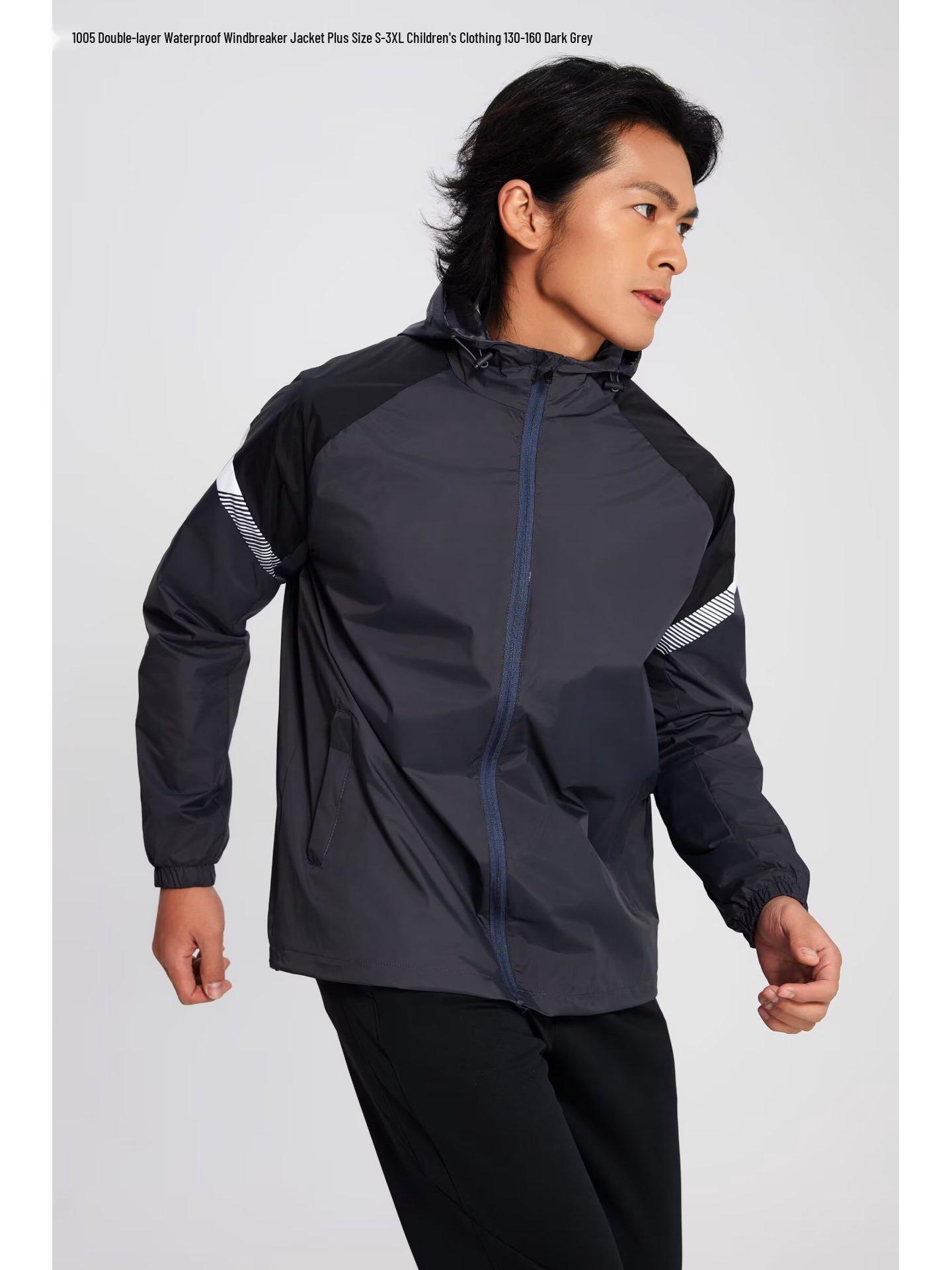 

Мужской и детский спортивный ветрозащитный плащ: Весенне-осенняя разминочная куртка для баскетбола и футбола, с длинным рукавом, для бега, тренировок, ветрозащитная, водонепроницаемая Child 150 темно-серого