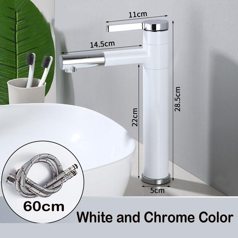 Bathroom Basin Faucets Black Sink Faucets Hot Cold Water Mixer Crane White Deck Mounted 360° Rotating Universal Water Taps Gray