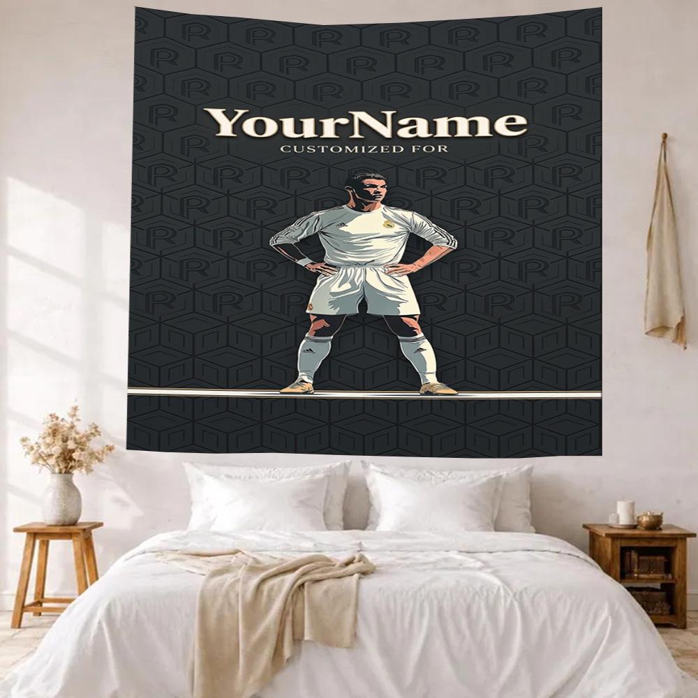 Cristiano Ronaldo Custom Your Name Wall Decor Tapestry Art For Pet Memorial Birthdaywedding Party Backdrop Family Gift