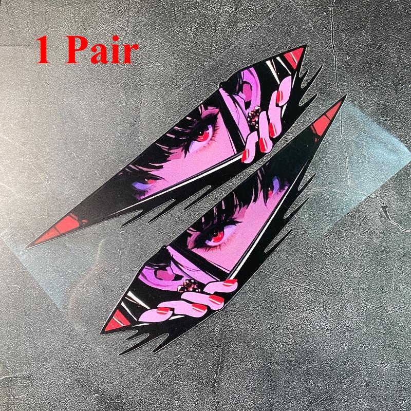 1 Pair JDM Anime Girl Motorcycle Waterproof Sticker for Motorcycle Helmet Fuel Tank Fairing Scooter Universal Vinyl Decals
