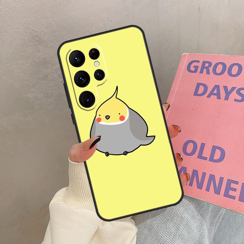 Cartoon Animal Chubby Cockatiel Case For Samsung Galaxy S25 Ultra S20 S21 S22 S23 S24 Ultra S9 S10 Plus S25 FE Cover Coque