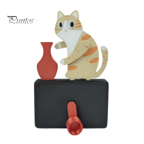 Animal Fridge Magnet Cat Pushing Vase Refrigerator Magnet, 3D Printed Whiskers Holder Pet Memorial Keepsake Decoration, Gift for Cats Lovers
