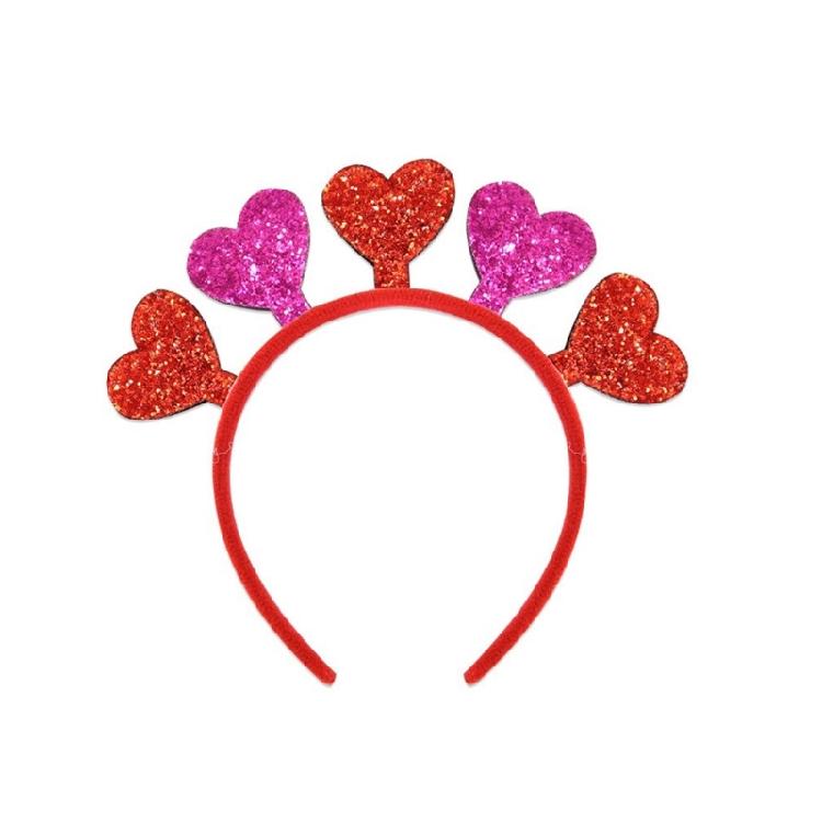 Čelenka na Valentýna pro ženy i muže Třpytivá čelenka se srdíčkem Narozeninové party doplňky pro festivalové setkání