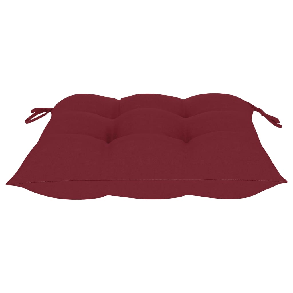 Garden Chairs with Burgundy Cushions 3 pcs Solid Teak Wood