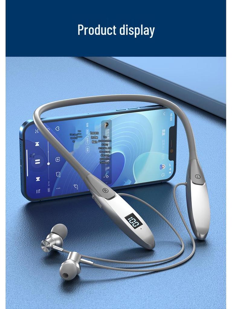 Căști Bluetooth Wireless cu Bandă de Gât cu Reducere a Zgomotului, Contor de Pași Sportiv și Durată Lungă de Viață a Bateriei