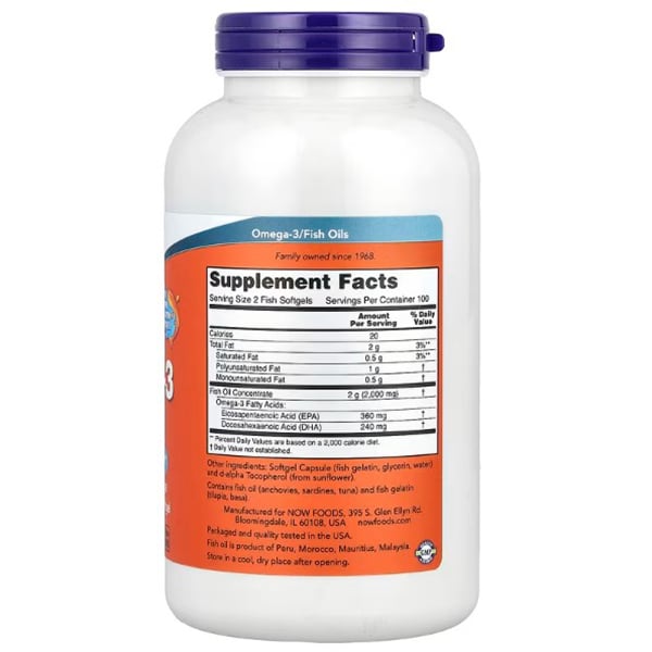 Molekular destilliertes Omega 3, Omega-3 1000, Now Foods 100 Gelkapseln (67128007)