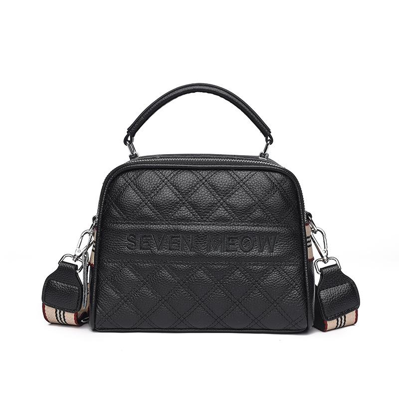 

Кожаная женская модная сумка-мессенджер на одно плечо из коровьей кожи первого слоя чёрный